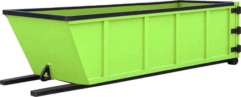 Roll-off dumpster in Bin There Dump That's fleet color